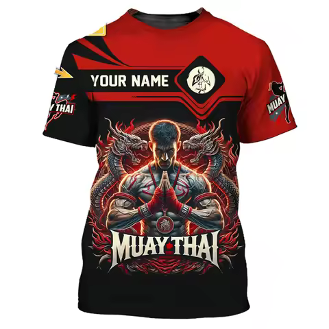 Cool New Muay Thai Graphic T-shirt For Men 3d Print Tiger Dragon Graphic Personality Custom Name T S