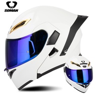 SOMAN ขี่รถจักรยานยนต์ใหม่หมวกกันน็อกเปิดเผยคู่แบบเต็ม SM955S อัพเกรดพร้อมหมวกกันน็อคเลนส์หลายสี