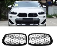 Grille for BMW X2 F39 2018-2022, 1 Pair Diamond Car Front Bumper Kidney Grille Racing Grill