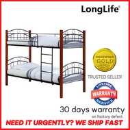 Longlife NV208DD Single Size Double Deck Bunk Bed Frame Only 36 X 75 (Brown)