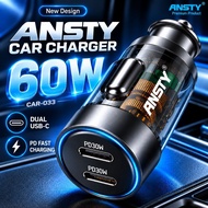 Car charger | Fast charging | Car charger | ANSTY 60W 2 Port USB type C to C PD | Car charger