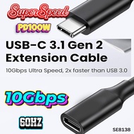 USB Type C Extension Cable USB 3.2 Gen 2 Male to USB C Female 10Gbps Data Transfer 100W PD Fast Char
