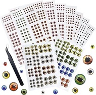 Zsrivk 1806 Pieces 3D 4D Fishing Lure Eyes Assortment with 1 Piece Tweezer for Making Fish Bait Fly