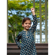 Kids Baju Raya for Eid, Racial Harmony, Deepavali Ethnic Wear 'Ansh' Boys Blue Kurta Pajama Set in Soft Cotton