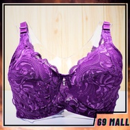 Women Bra Plus Size 36-46 Wired Floral Lace Thin Sponge Baju Dalam Wanita Bra Berdawai Cover Penuh 内