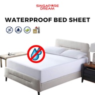 Waterproof Mattress Protector - Fitted Bedsheet Cover Sheet Solid Color Anti Mites