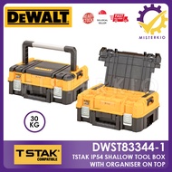DeWalt TSTAK IP54 Organiser Top Shallow Box, DWST83344-1, Tool Storage, Portable Box, Stackable