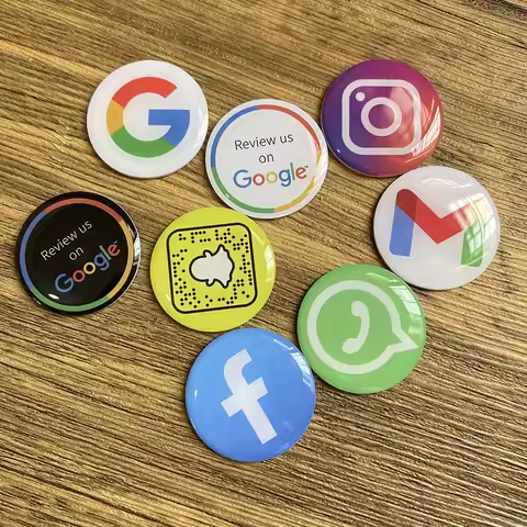 30mm Epoxy NFC Social Media Phone Sticker Gmail Instagram Snapchat Facebook Card Waterproof Google R