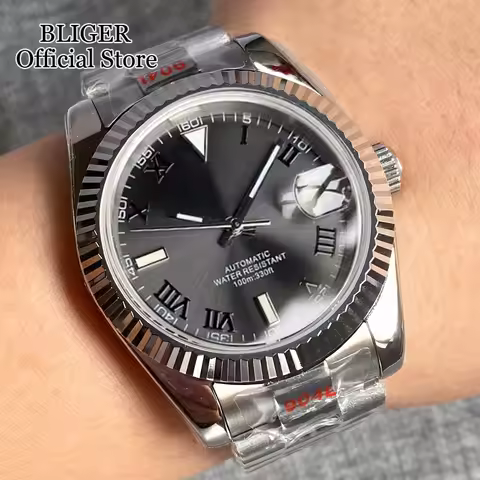 36mm 39mm Sunburst Grey Dark Green Roman Numbers Dive Japanese NH35 Automatic Men Watch Stainless St