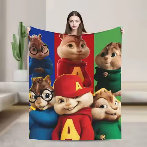 Super Soft Alvin and the Chipmunks Throw Blanket Premium Flannel Fleece Lightweight Bed Blanket Warm