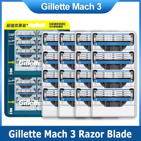 Gillette Mach 3 Razor Head Refills Cartridges with Lubstrips 3 Layers Shaver Blades Fast Smooth Cutt