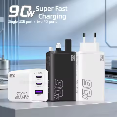 90W GaN USB Type C Charger PD Fast Charge Phone QC 3.0 Quick Chargers For iPhone 14 13 12 11 Pro Max