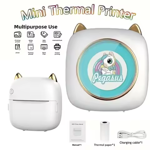 Thermal Mini Printer, Portable Inkless Sticker Maker, Free Cut Pocket Printer, Photo Label Memo Prin