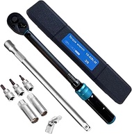 3/8" Drive Click Torque Wrench Set, 7.37~44.27 Ft-Lb/10-60 Nm, Magnetic Spark Plug Socket Set, ±3% A