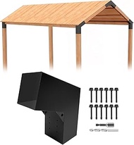 2-Way Pergola Brackets Kit,DIY 15 Degree Angle L-Shaped Woodwork Brackets for 6" x 6" (Actual:5.5"x5