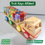 🚒 Truk Kayu Alfabet Mainan Mobil-mobilan Anak Murah Toko Kayu