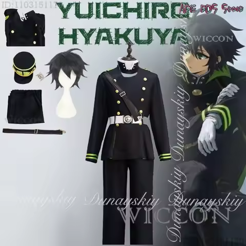 Seraph of the end Anime Yuichiro Hyakuya Cosplay Human Experiment Survivor With Black Combat Hellowe