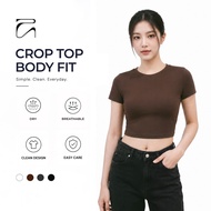 Aerostreet Perfect Fit Women's Basic Top Fitted Tshirt Hanni Brown Crop Top Shirt Sleeve Cotton Clou
