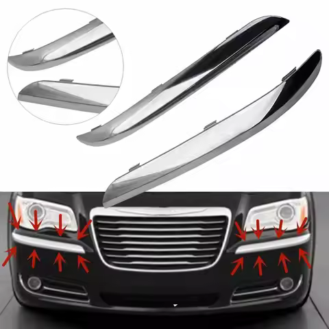 2pcs Chrome Auto Front Bumper Trim Set LH & RH for Chrysler 300 Accent 2011 2012 2013 2014 68127941A