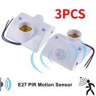 3Pcs E27 Lamp Base Socket AC110-240V PIR Infrared Motion Sensor E27 Converter LED Light Lamp Holder Intelligent Switch