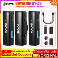 BOYA Wireless Lavalier Microphone BOYALINK A1 A2 for iPhone iPad Android Type C DSLR Camera for Youtube Live Streaming Recording