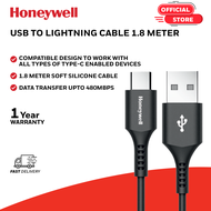 Honeywell USB 2.0 To Type C Cable (Black) PD 60W QC 3.0 Fast Charge & Sync Cable Ultra Soft Silicone