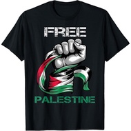 Palestinian T-Shirt Baju 100% Cotton I Love Free Palestine Flag Save Gaza Strip Print Short Sleeve S