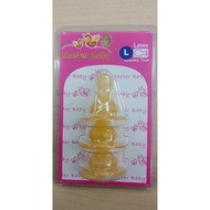 MASTER BABY Latex Rounded Teat-3PCS/PK -Puting susu kuning, Puting Susu Lembut