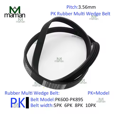 Rubber PK Series Black Rubber Ribbed Belt With a Length of 600PK~895PK Groove 5/6/8/10 Transmission