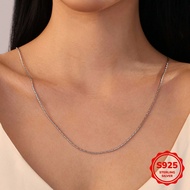 สร้อยคอเงินแท้ S925 โซ่ชุบทองคำขาว 18K, เครื่องประดับหรูหราเป็นของขวัญสำหรับสตรี, ผู้ชาย, วันเกิด, ค