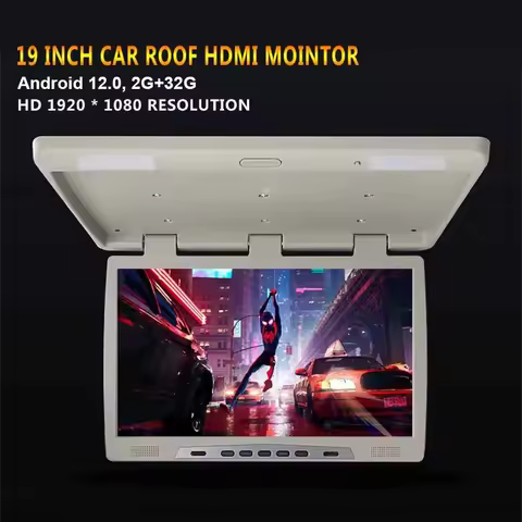 19 Inch Pantalla Coche Android Auto Car Roof HD Monitor Ceiling TV Multimedia Video Player With Blue
