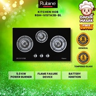 Dapur Masak Rubine Gas Stove RGH-VISTA3B-BL Cooker Kitchen Stove Gas Hob 3 Burner Dapur Gas Tanam Ka