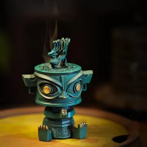 Sanxingdui-Copper Fragrance Fireplace Advanced Sense of Household Aloes Room Ornaments Retro New Chi