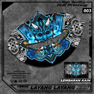 Sampul Kain Layangan Pegon Ceper Layangan Ram Raman Gampangan Motif Samurai Biru Custom Full Printin