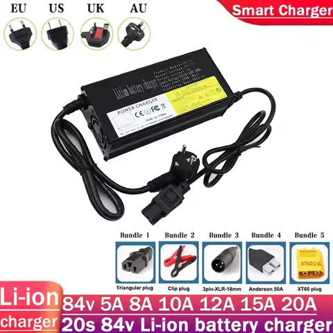84V 5A 10A 12A15A 20A lithium battery charger maximum 20S 72V1700W high-power battery pack with fan 