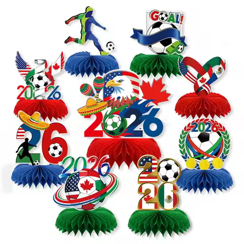 9Pcs Soccer Themed Honeycomb Centerpieces Sports Game Bar Table Toppers 2026 New Football Girls Boys