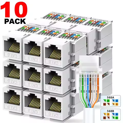 Cat6 Keystone Ethernet RJ45 Network Module Female Jack Network Punch Down Connector Wall Adapter Cou