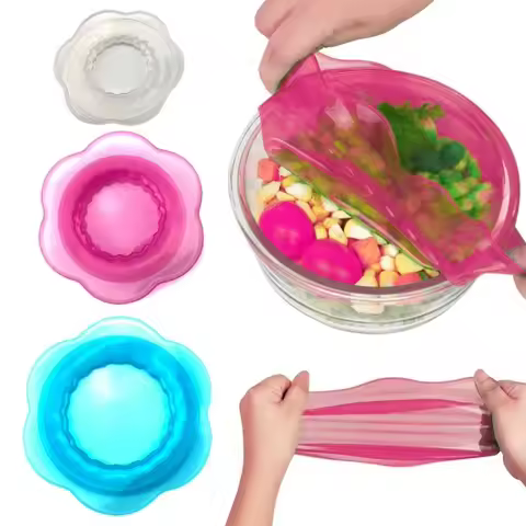 1/3Pcs Food Grade Microwave Food Cover Refrigerator Accessories Reusable Elastic Bowl Covers Silicon