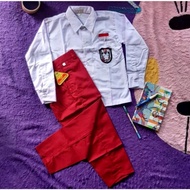 Terlaris !! Setelan Seragam Sekolah Sd Laki Merah Putih Panjang - Merah Putih, 12thn