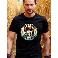 Natee Men's Retro Tropical Beach T-Shirt "Life's A Beach" Cotton Combed 30s