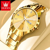OLEVS Gold Relo Watch For Men Tungsten Steel Waterproof Original With Box 8697