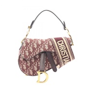 Christian Dior 迷你斜紋提花馬鞍包單肩手提包帆布二手