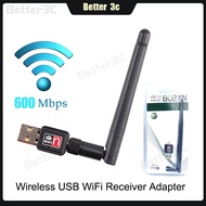 【Better 3C】Wireless USB 600Mbps WiFi Receiver Adapter 2.4Ghz for Desktop Wireless Antenna Adapter