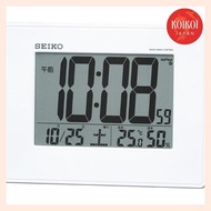 Seiko clock radio-controlled digital alarm clock with calendar, temperature and humidity display, large white pearl finish SQ770W Seiko for hanging and standing use.