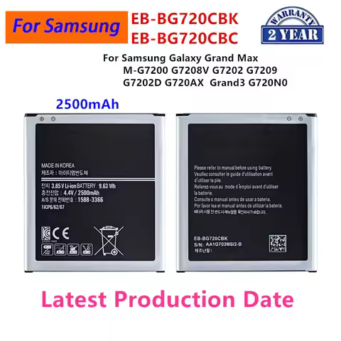 Brand New EB-BG720CBK EB-BG720CBC 2500mAh Battery For Samsung Galaxy Grand Max M-G7200 G7208V G7202 