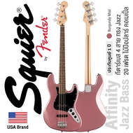 Fender® Squier Affinity Jazz Bass (Burgundy Mist) กีตาร์เบส 4 สาย ทรง Jazz 20 เฟรต ไม้ป๊อปลาร์ คอเมเ