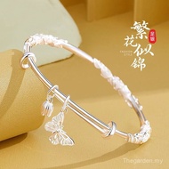 Genuine Sterling Silver 999 Flowers Brocade Silver Bracelet Female Silver Bracelet Silver Bracelet