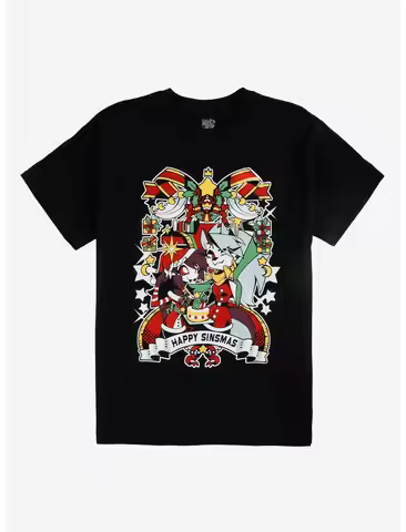 Helluva Boss Stolas Demon T-Shirt Men Women Oversized Y2k Cotton Short Sleeve American Anime Movies 