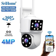 Srihome 4mp Wifi Ip Camera Outdoor 2.4ghz 5ghz Ptz Surveillance Camera Dual Lens Dual Screens Two-wa