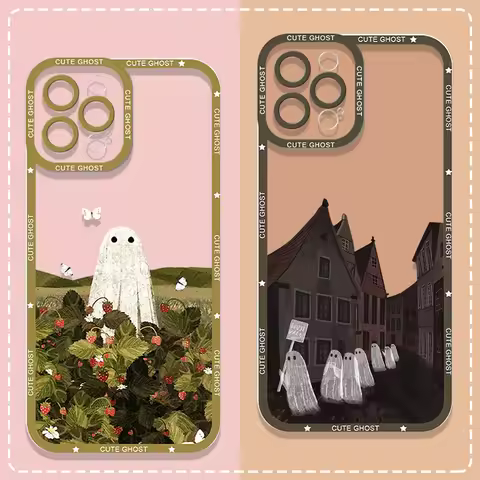 Cute Cartoon Little Ghost Phone Case for OPPO Reno 13 11F 10 12 Pro Plus A79 5G A78 A Realme C67 Fin